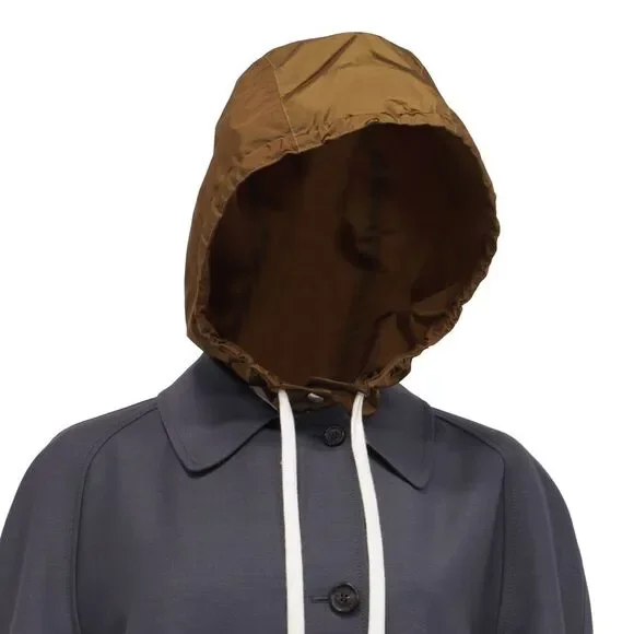 Miu Miu Buttoned Hooded Coat in Grey Mohair Wool - Picture 2 of 9